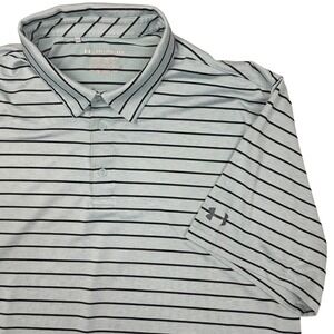 Under Armour The Playoff Polo Shirt Men's Light Blue Black Stripe Golf XXL